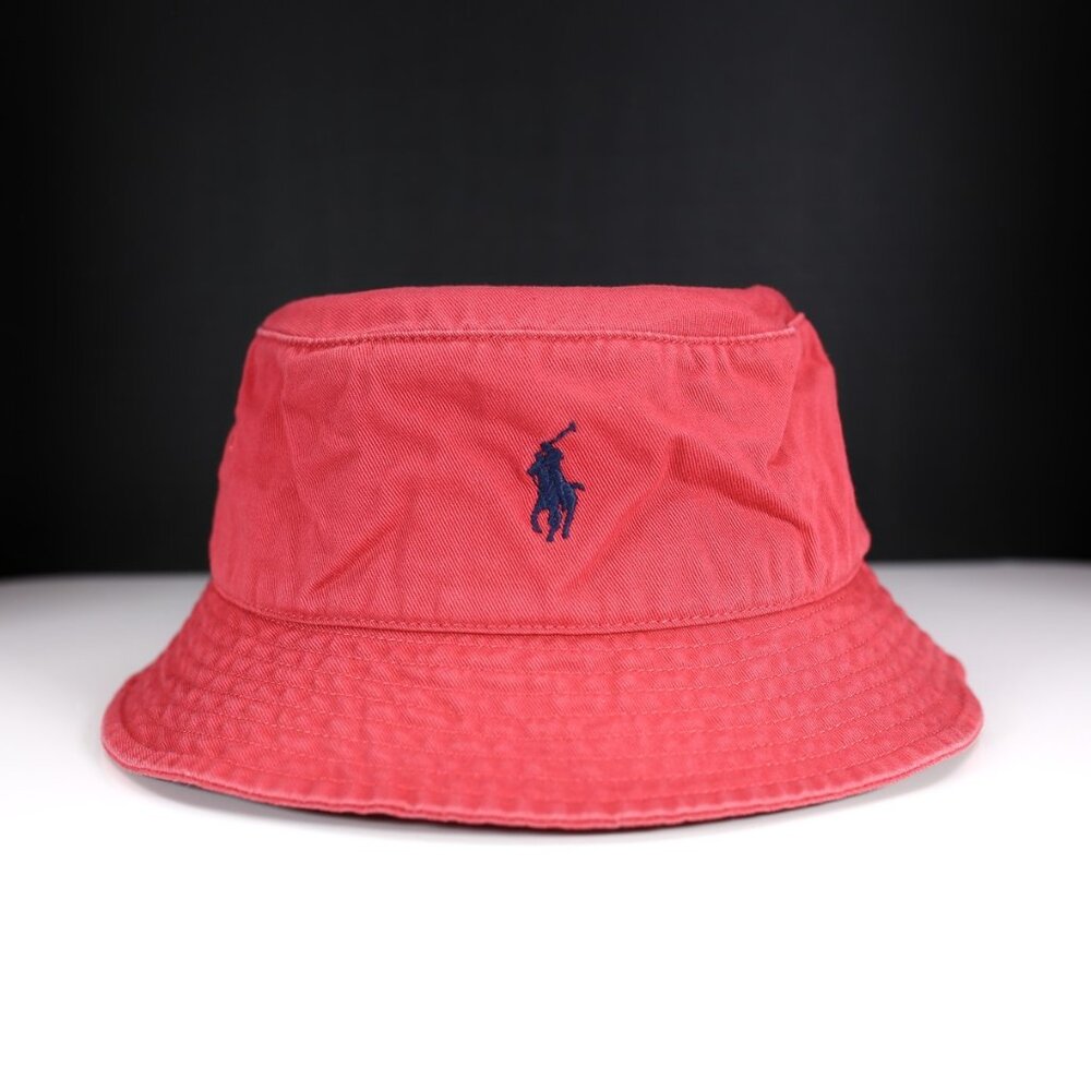 NWT Polo Ralph Lauren Beachside Bucket Hat "NANTKT RED WITH NAVY PONY" Size S/M